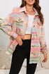 Western Aztec Print Button Flap Pocket Shacket